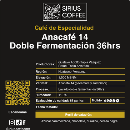 Café Anacafé 14 Doble Fermentación 36hrs.